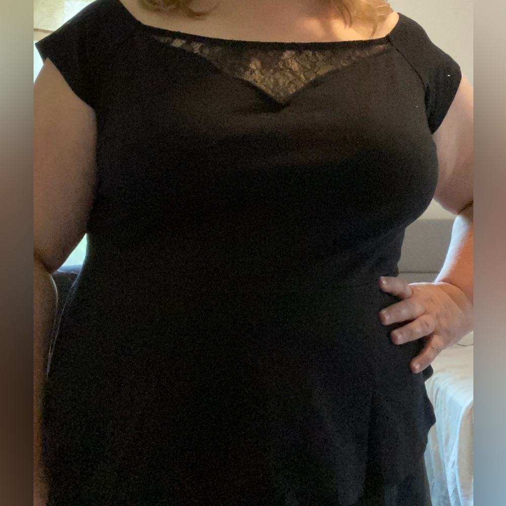 LANE BRYANT Peplum Blouse BodyCon Form-Fitting Ponte Lace Sweetheart Neck 22/24